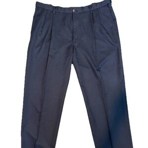 Haggar Men's Classic Navy Dress Pants Pleated Front Cuffed Hem 42x32